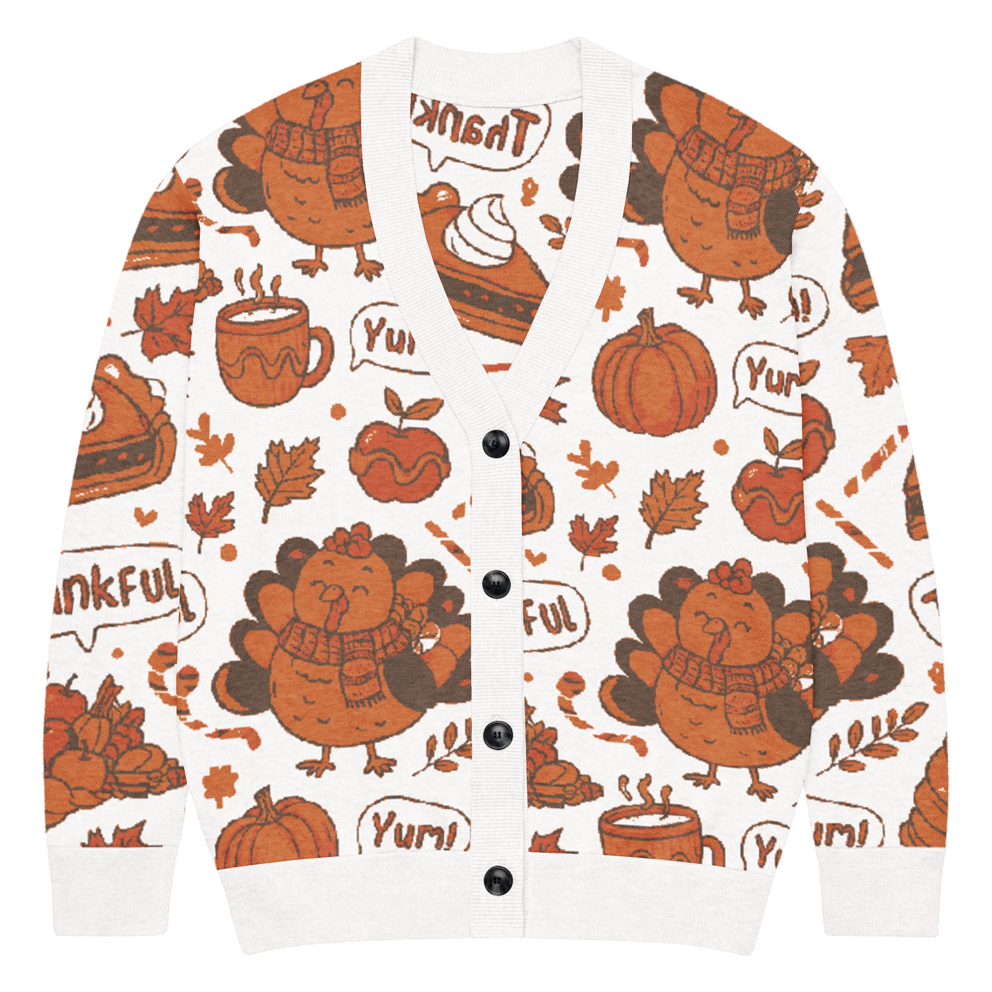 Thankful and Yum thanksgiving Knitted cardigan 