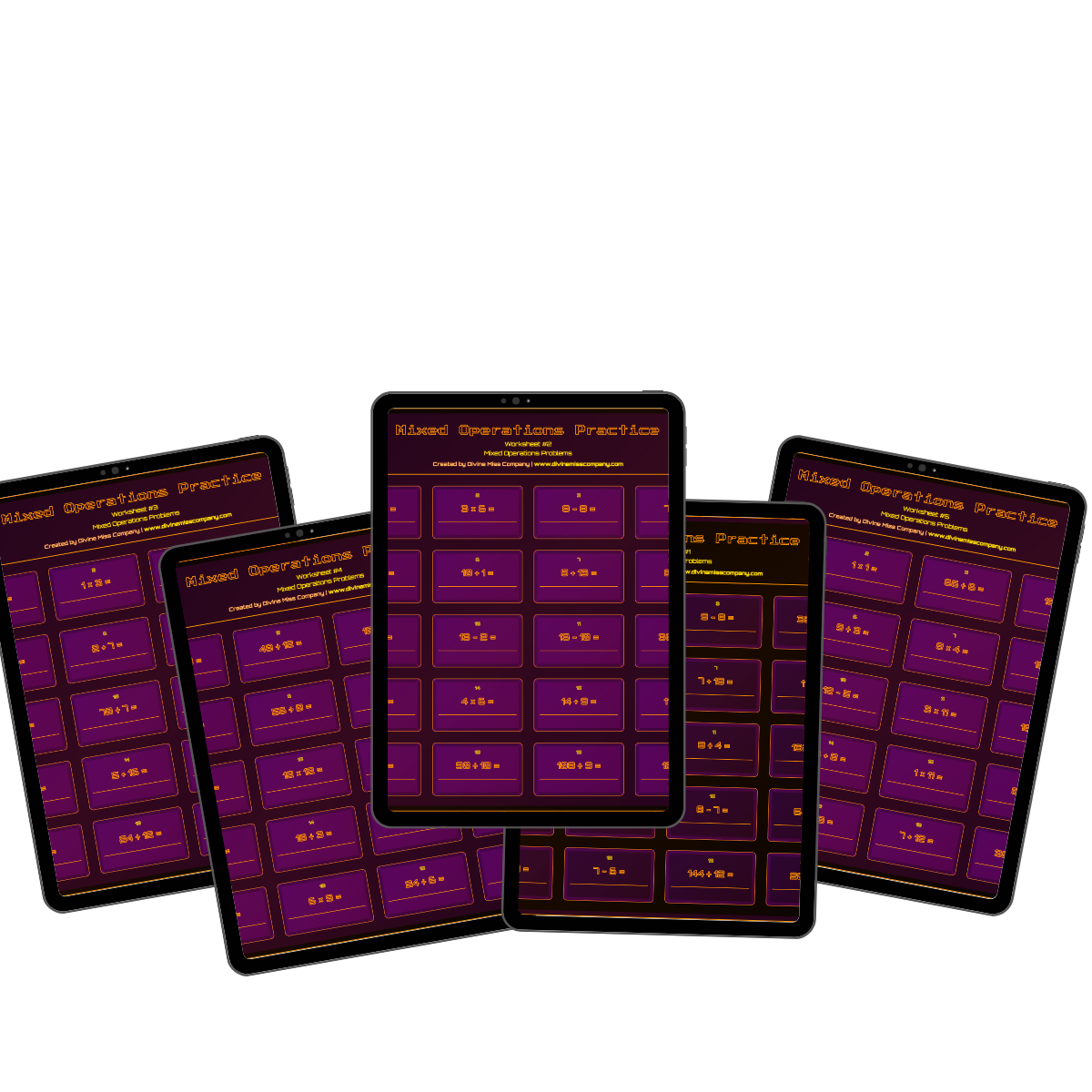 5-Pack Math Worksheet Sample Bundle!