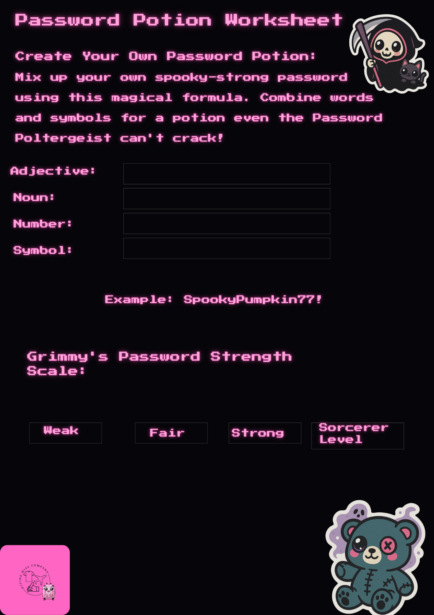 Password Potion Worksheet
