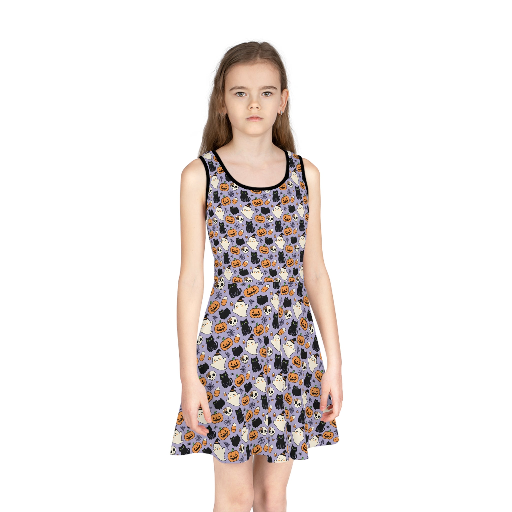 Halloween-Themed Girls' Sundress, Cute Costume Dress, Spooky Print Dress, Toddler Halloween Dress, Girls' Party Dress, Girls' Fall Outfit