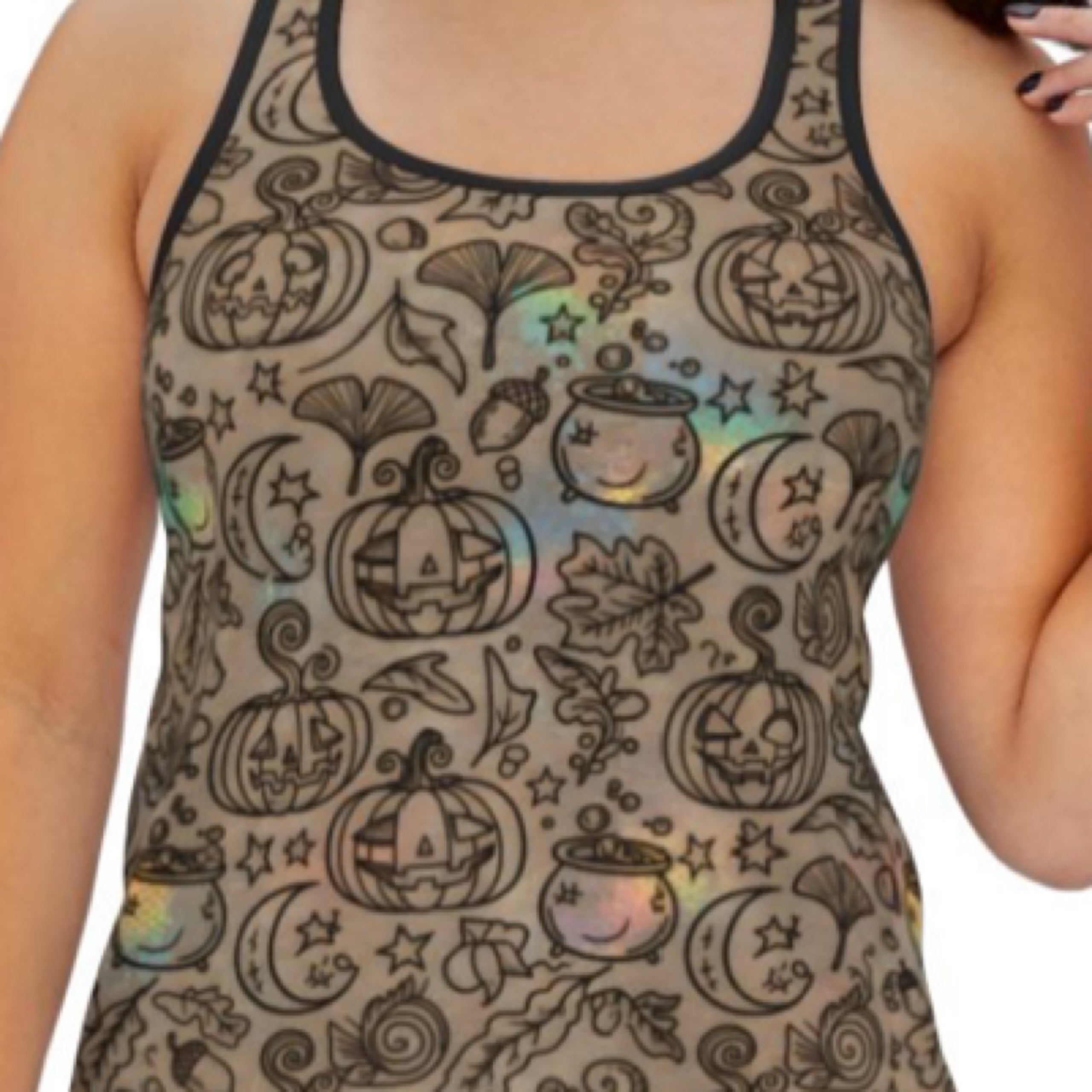 Women's Halloween Tank Top, Spooky Floral Sleeveless Tee, Perfect for Fall Celebrations, Casual Wear, Gifts for Her, Halloween Outfit