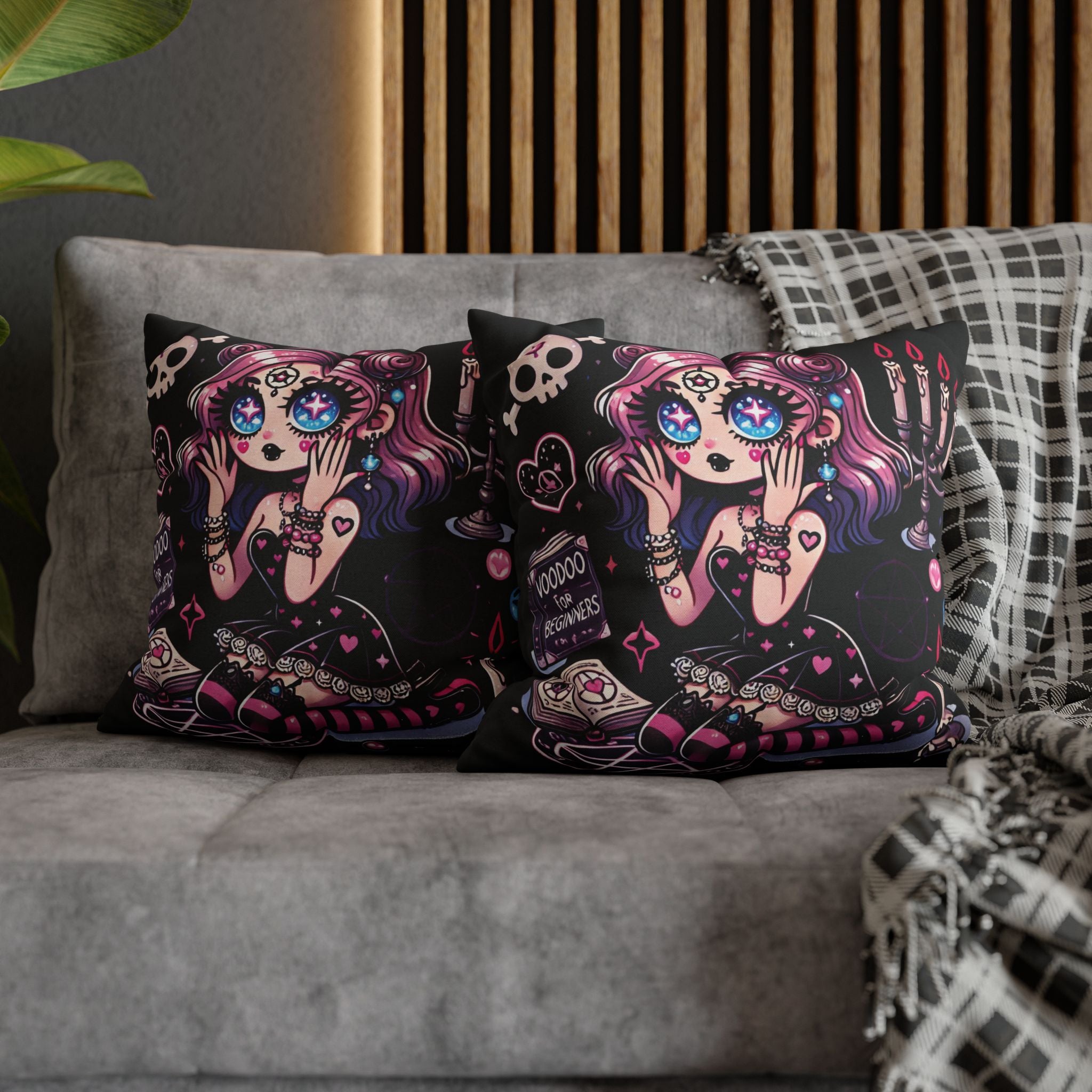 Gothic Fantasy Pillowcase, Cute Goth Decor, Halloween Home Accent, Unique Gift for Dark Aesthetic Lovers, Cozy Bedroom Accessory