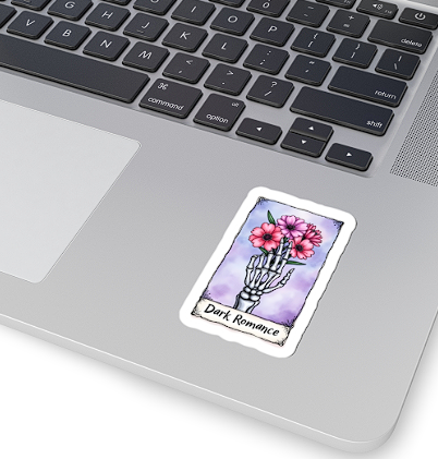 Dark Romance Sticker — Skeleton Hand with Pink Flowers (Kiss-Cut) 