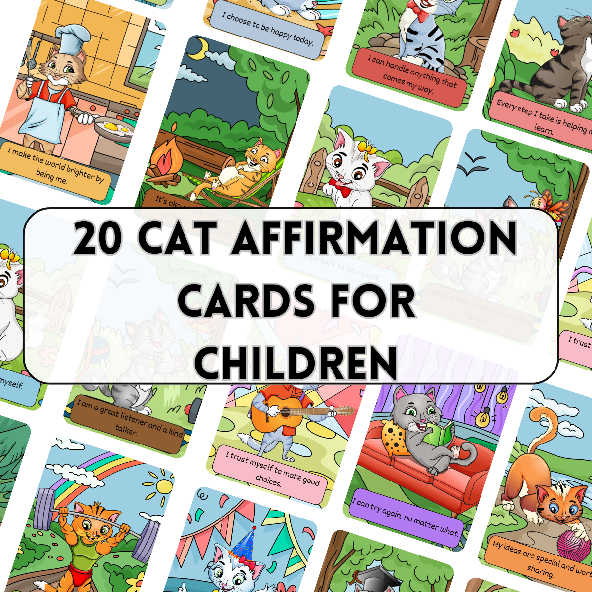 Printable Cat Affirmation Cards for Kids – Self-Esteem & Confidence Boosting Deck 