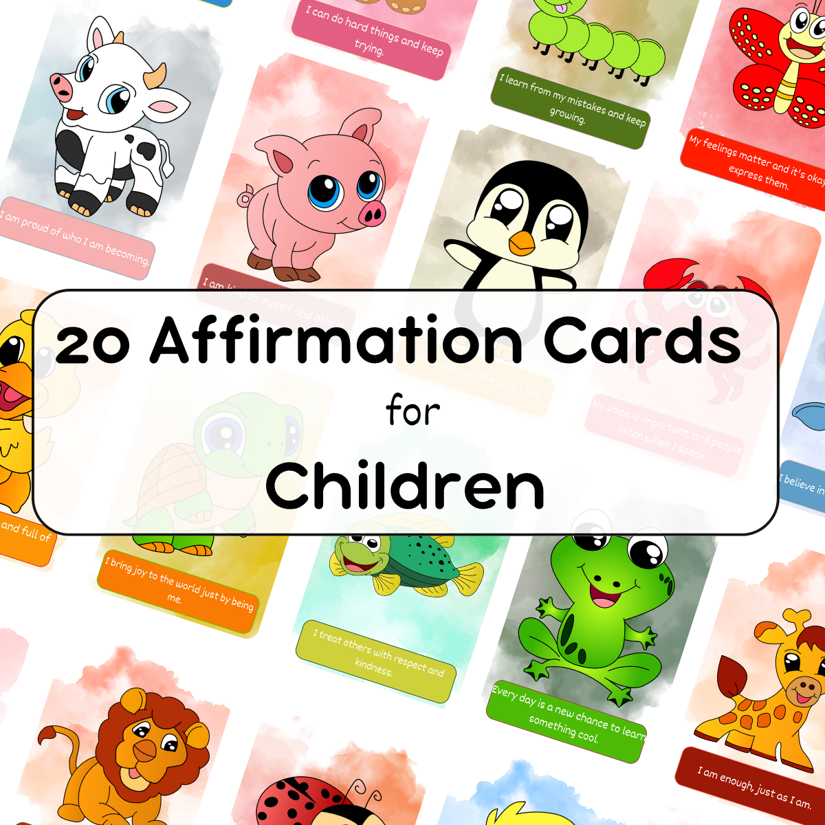 20 Animal Affirmation Cards for Children 
