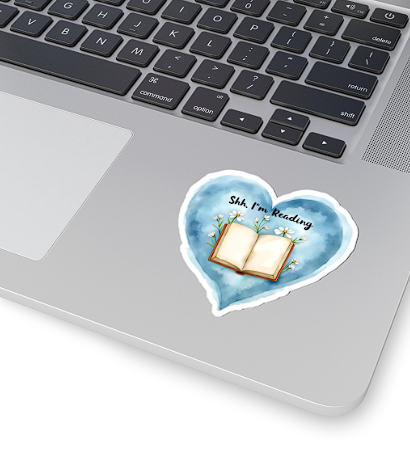 Heartbook Sticker – “Shh, I’m Reading” Kiss-Cut Vinyl Sticker 