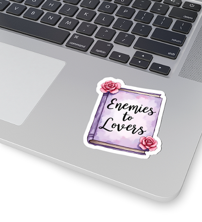 Enemies to Lovers Book Sticker — Romantic Aesthetic Vinyl Kiss-Cut Sticker 