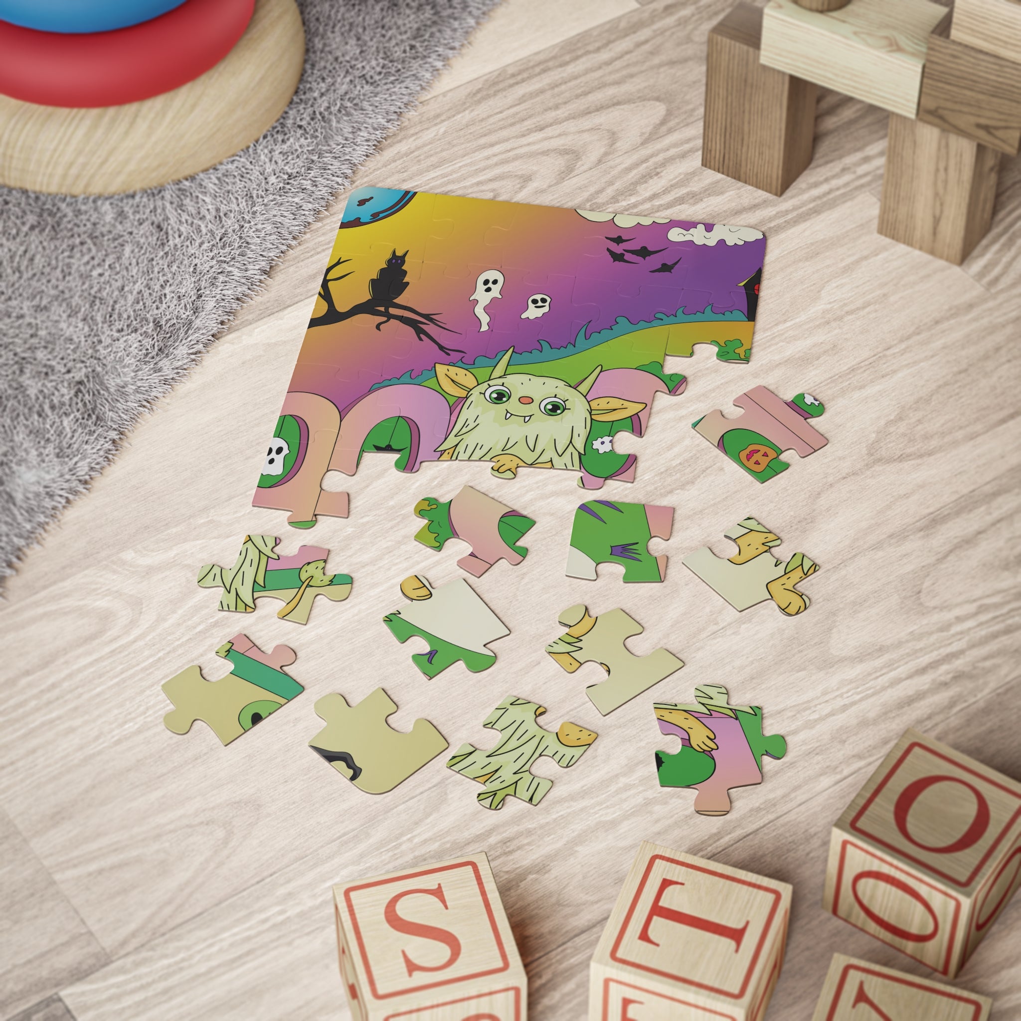 Whimsical Monster Kids' Puzzle, 30-Piece | Fun Learning Activity, Colorful Artwork, Halloween Gift, Educational Toys, Kids' Games