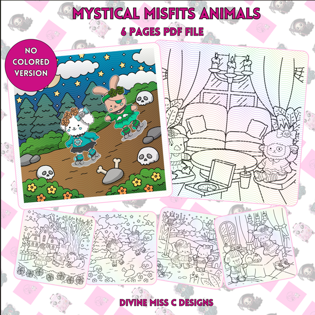 Mystical Misfits Animals: Coloring Pages for Adults and Teens by Divine Miss C Designs 