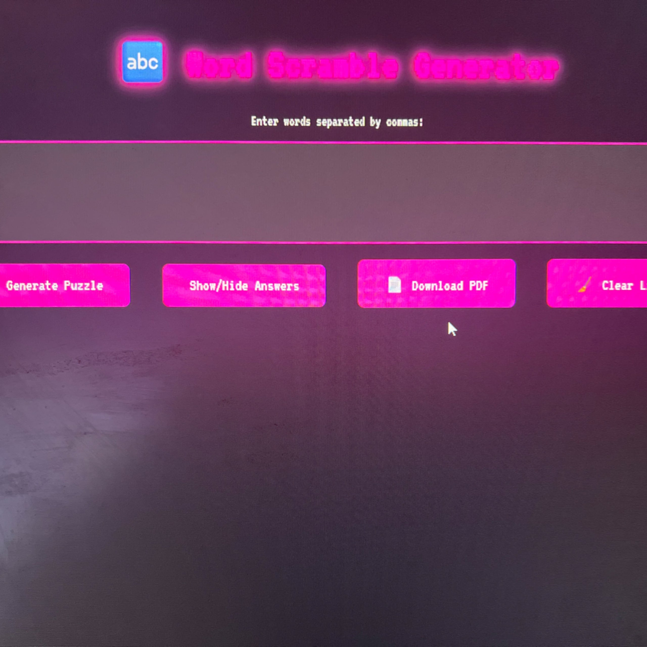 Neon Y2K Word Scrambler