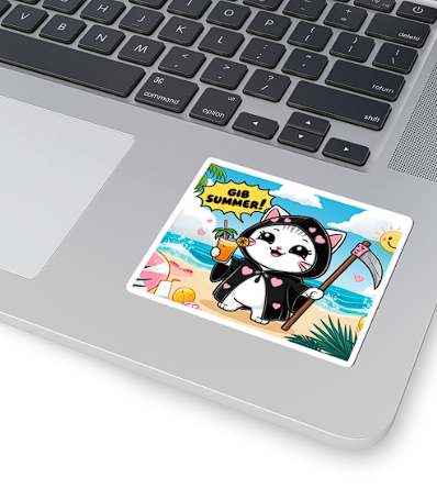Kawaii Grim Reaper Cat Sticker — 