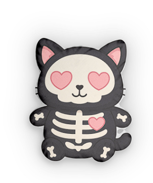 Skeleton Cat Heart Pillow — Cute Halloween Decorative Throw Pillow