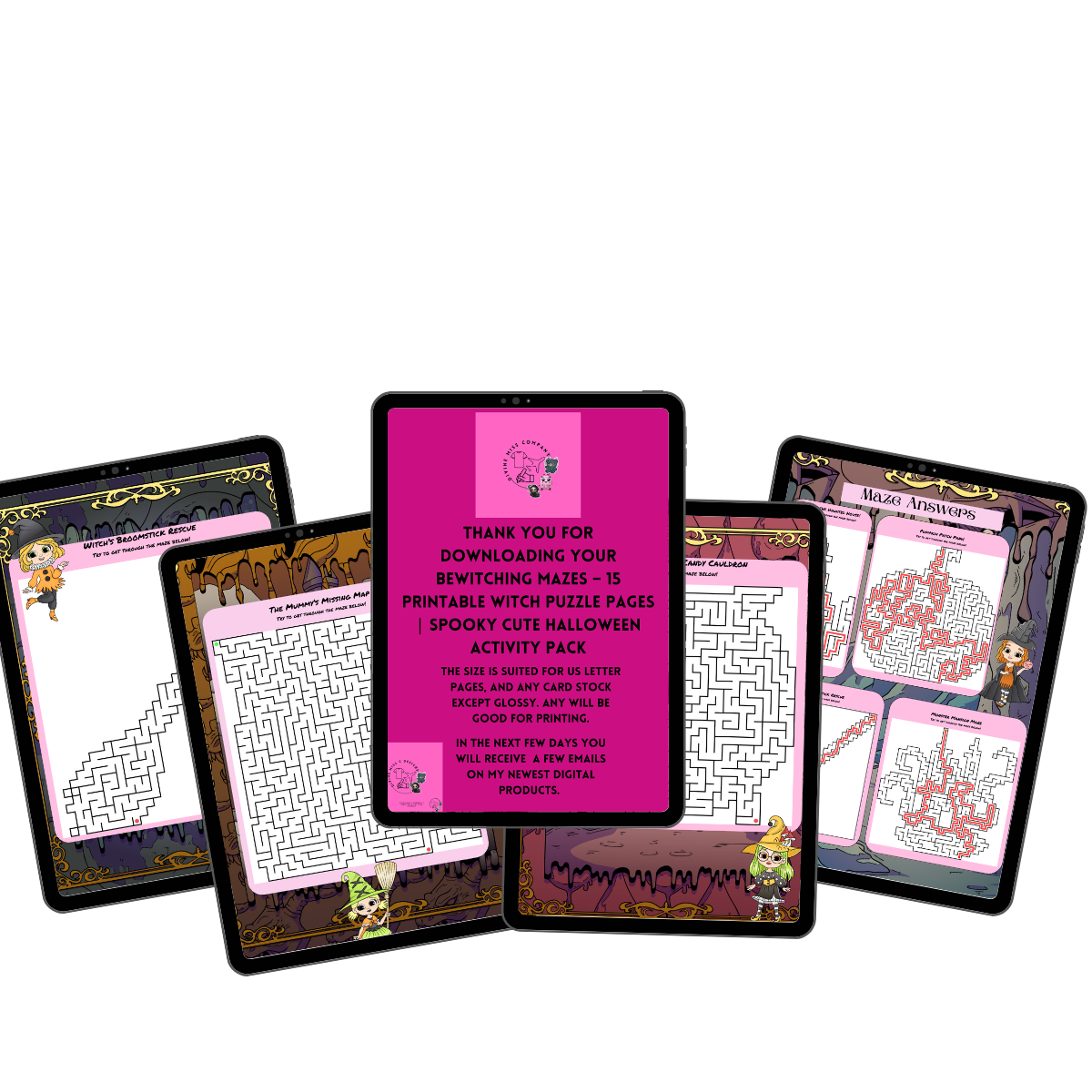 Bewitching Mazes – 15 Printable Witch Puzzle Pages | Spooky Cute Halloween Activity Pack