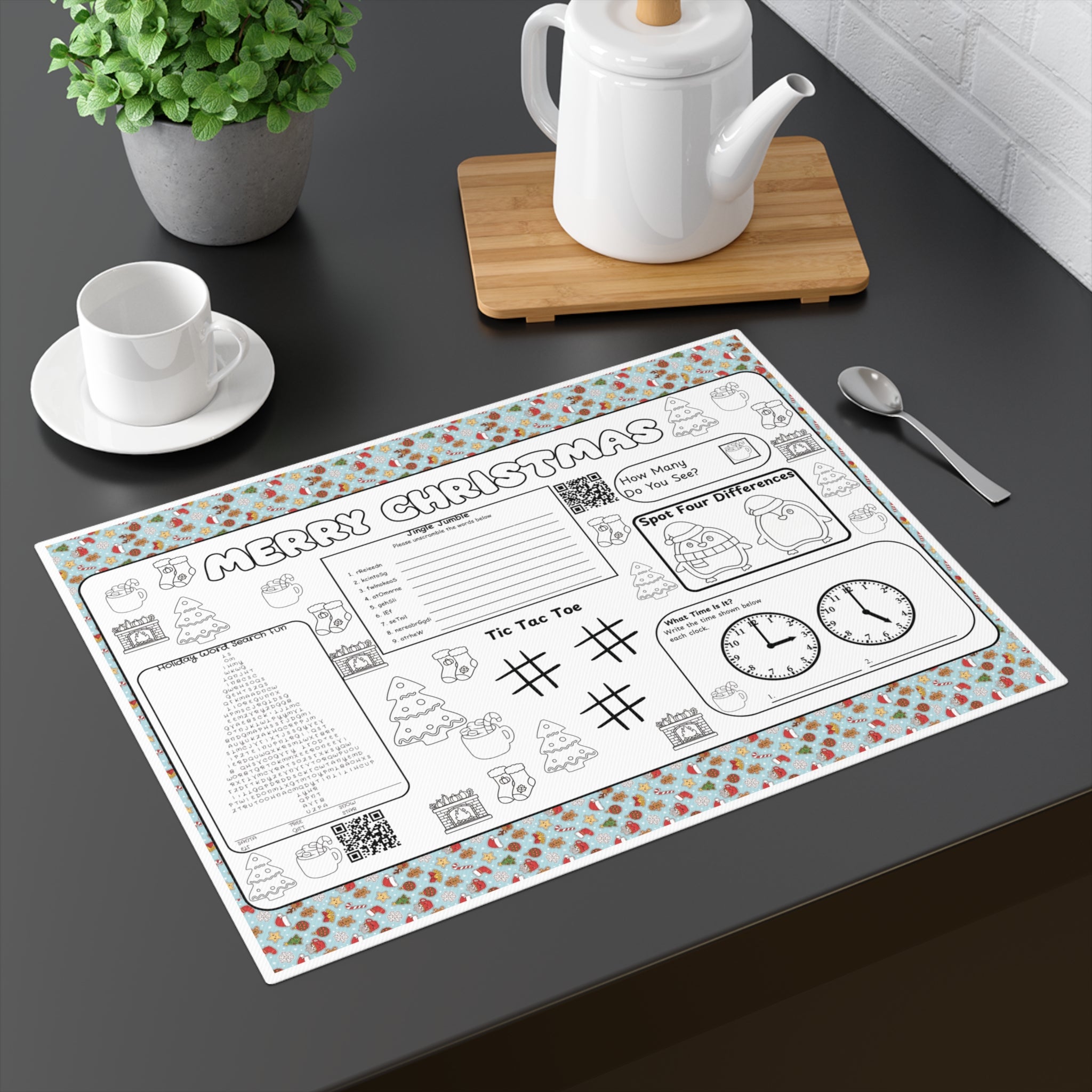 Christmas Activity Placemat for Kids, Fun Dining Experience, Holiday Table Decor, Engaging Family Meal Time, Educational Play